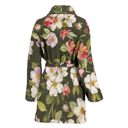 Apple blossom Pattern Print Design AB01 Women Bathrobe