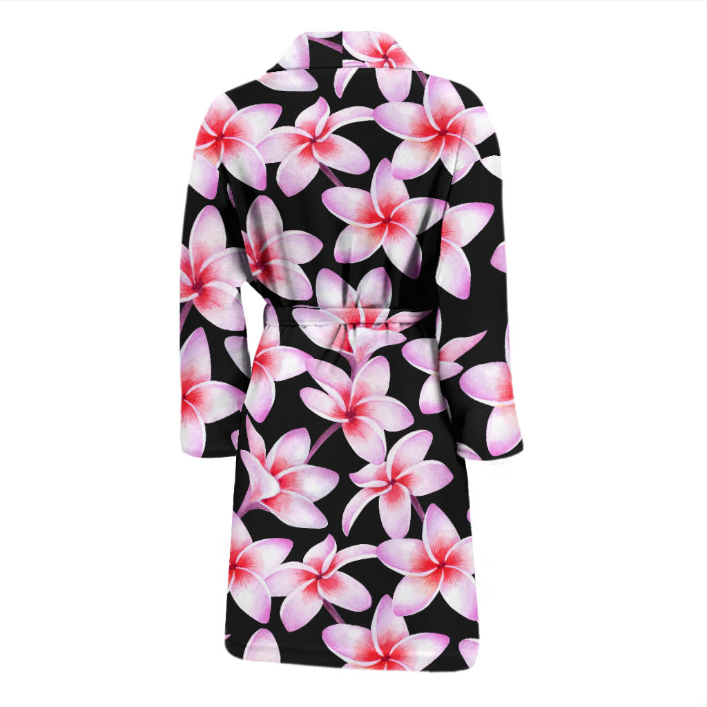 Pink Plumeria Pattern Print Design PM09 Men Bathrobe