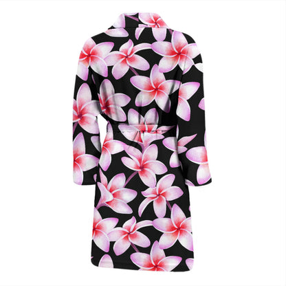 Pink Plumeria Pattern Print Design PM09 Men Bathrobe