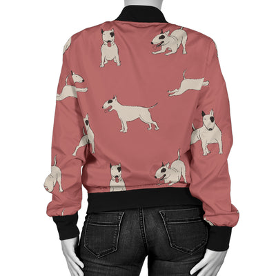 Bull Terriers Pattern Print Design 09 Women's Bomber Jacket