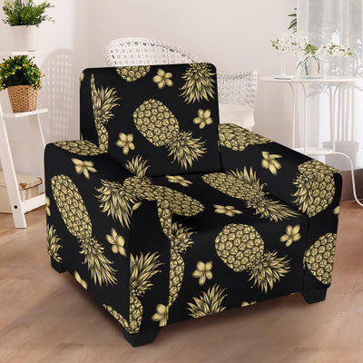 Gold Pineapple Hibiscus Armchair Slipcover