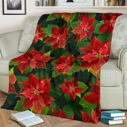 Poinsettia Pattern Print Design POT04 Fleece Blanket