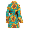 Sunflower Pattern Print Design SF013 Women Bathrobe