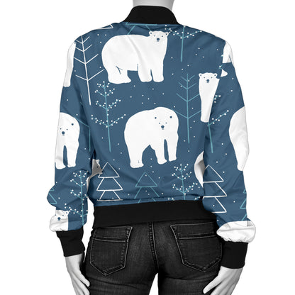 Polar Bear Pattern Print Design A01 Women's Bomber Jacket