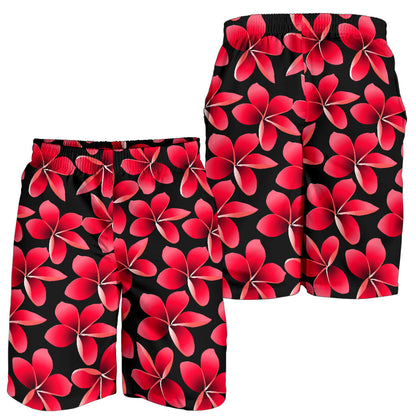 Red Plumeria Pattern Print Design PM025 Mens Shorts