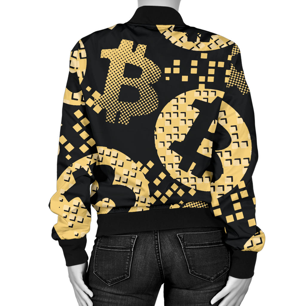 Bitcoin Pattern Print Design DO06 Women Bomber Jacket