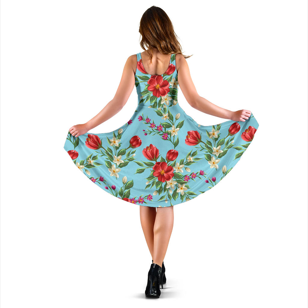 Summer Floral Pattern Print Design SF011 Midi Dress