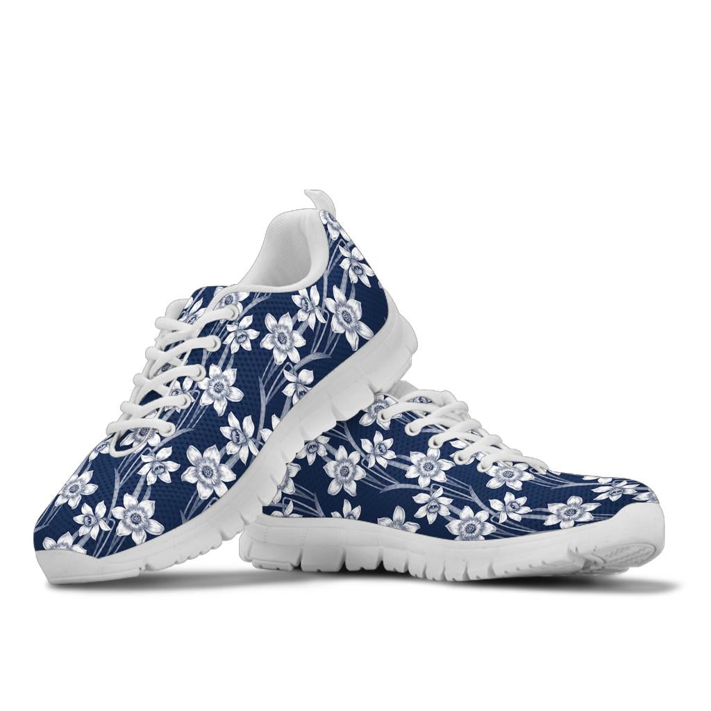Daffodils Pattern Print Design DF09 Sneakers White Bottom Shoes