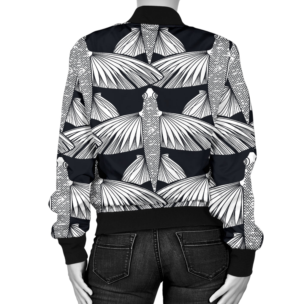 Flying Fish Pattern Print Design 03 Women's Bomber Jacket
