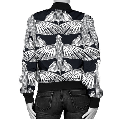Flying Fish Pattern Print Design 03 Women's Bomber Jacket