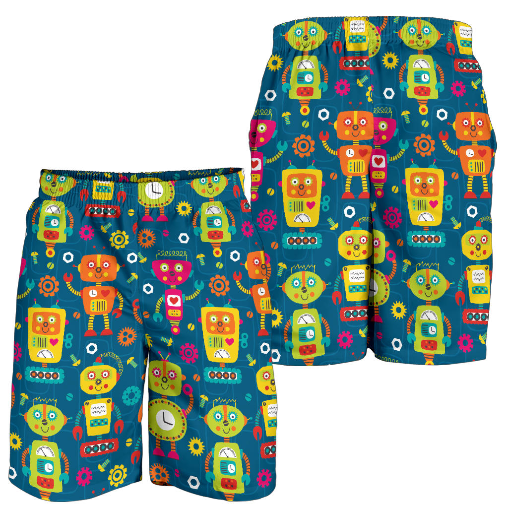Robot Pattern Print Design A04 Mens Shorts