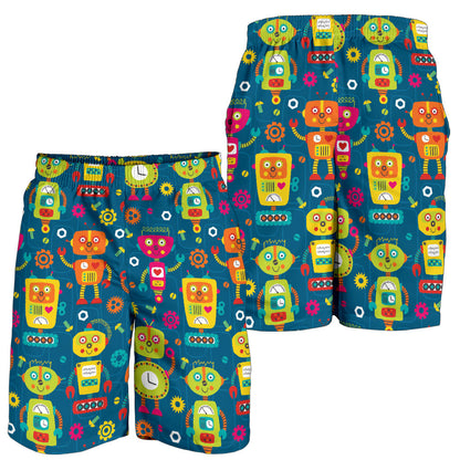 Robot Pattern Print Design A04 Mens Shorts
