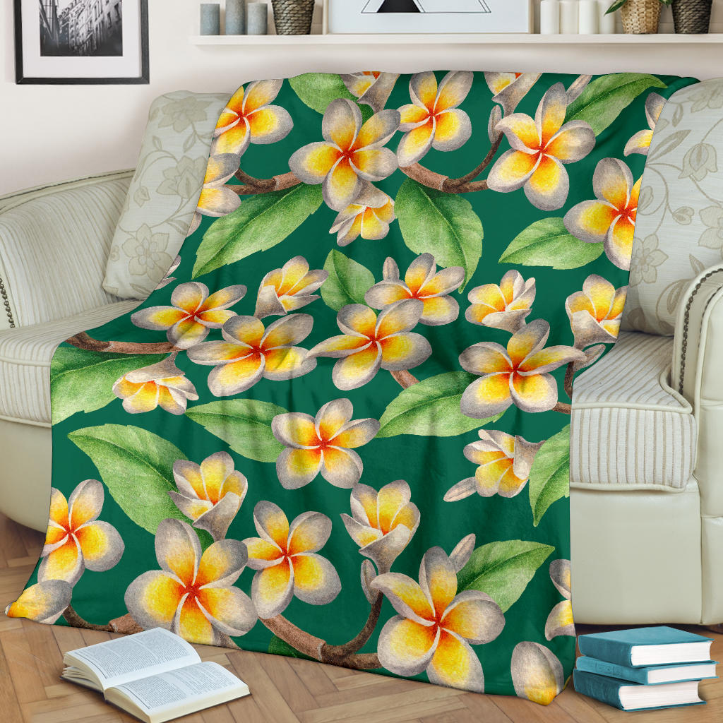 Plumeria Pattern Print Design PM07 Fleece Blanket