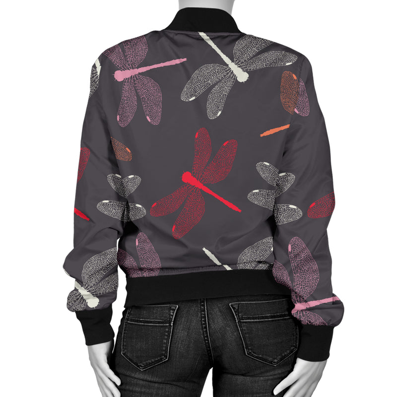 Dragonfly Pattern Print Design 01 Women's Bomber Jacket