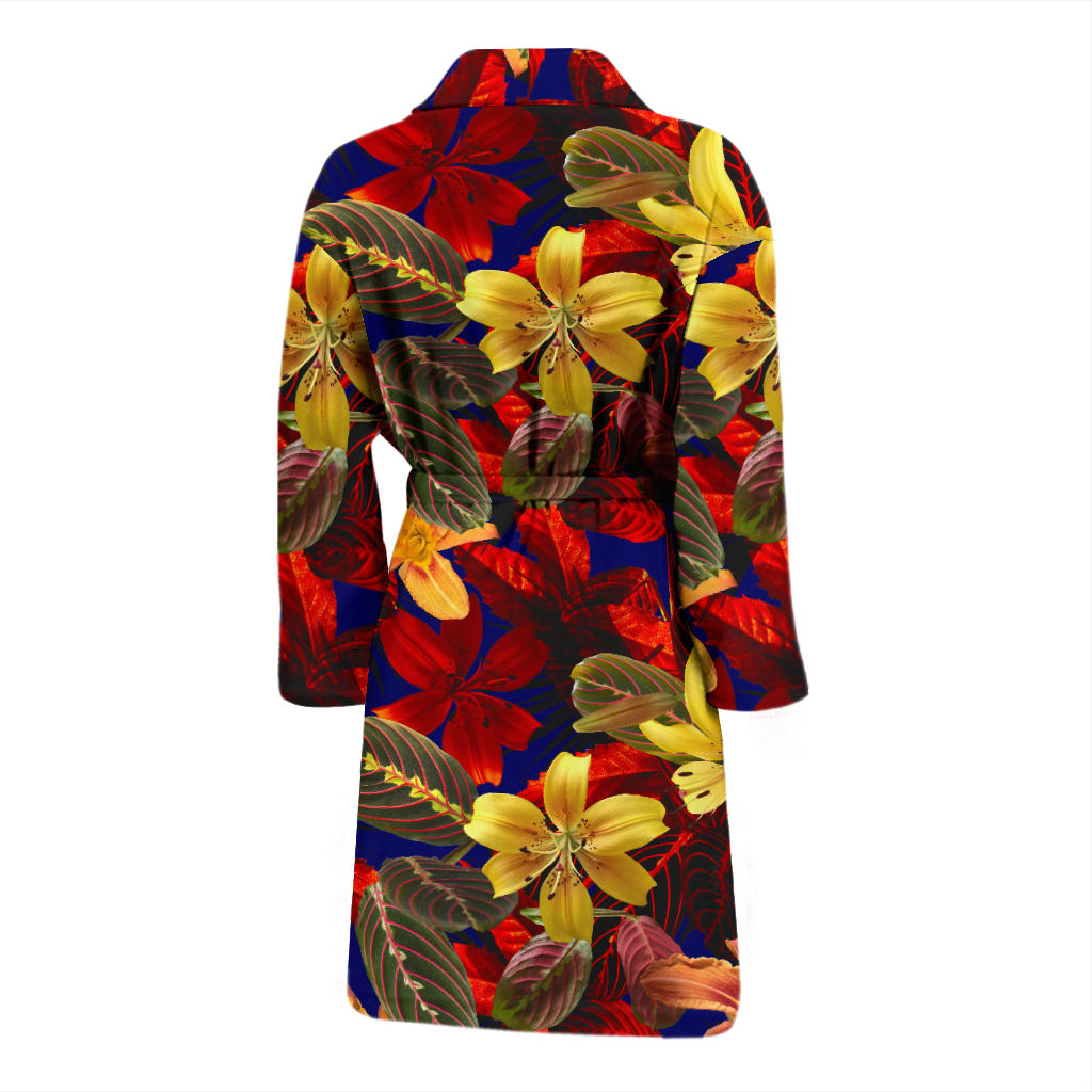 Lily Pattern Print Design LY014 Men Bathrobe
