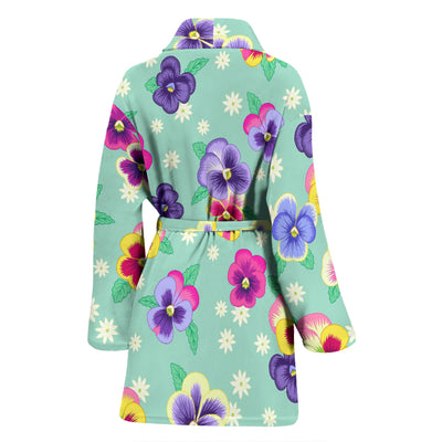 Pansy Pattern Print Design PS08 Women Bathrobe