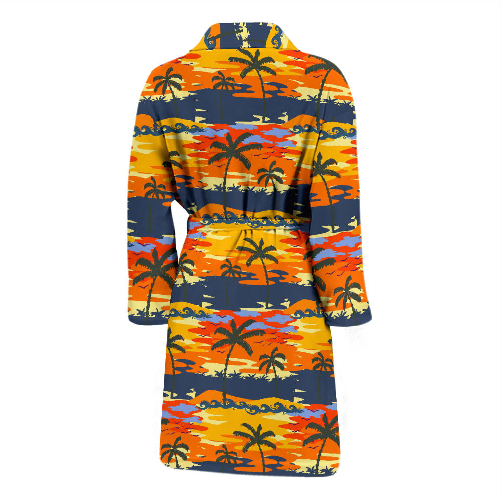 Palm Tree Pattern Print Design PT010 Men Bathrobe
