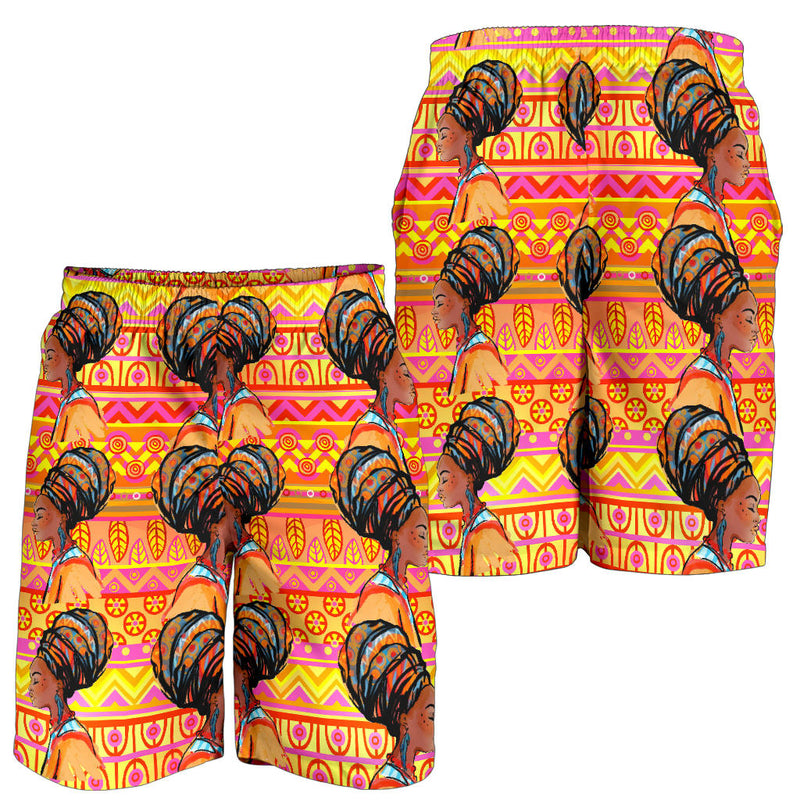 African Girl Aztec Mens Shorts