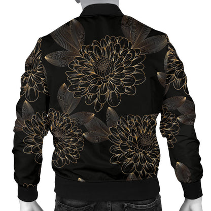 Dahlia Pattern Print Design DH04 Men Bomber Jacket