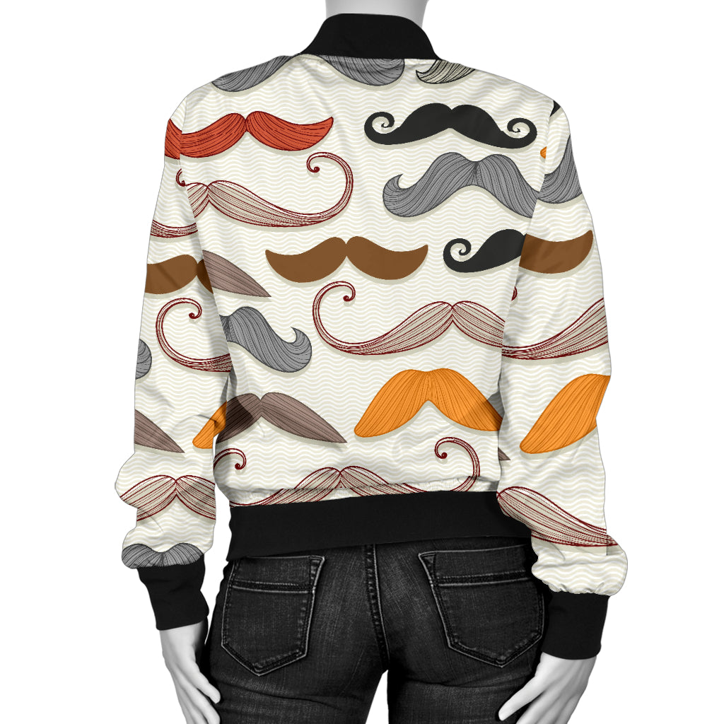 Mustache Pattern Print Design A02 Women's Bomber Jacket