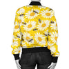 Bee Daisy Pattern Print Design 06 Women's Bomber Jacket