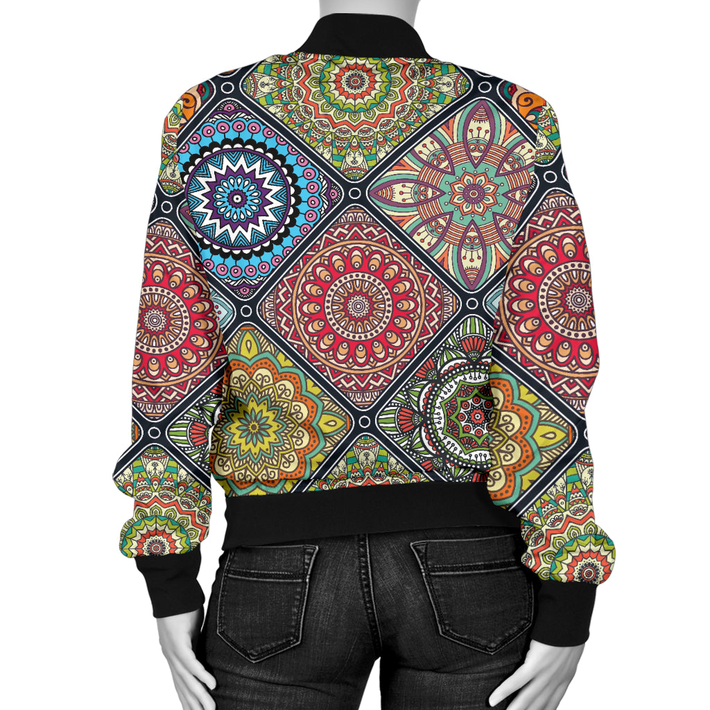 Bohemian Pattern Print Design 05 Women's Bomber Jacket