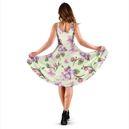 Apple blossom Pattern Print Design AB05 Midi Dress