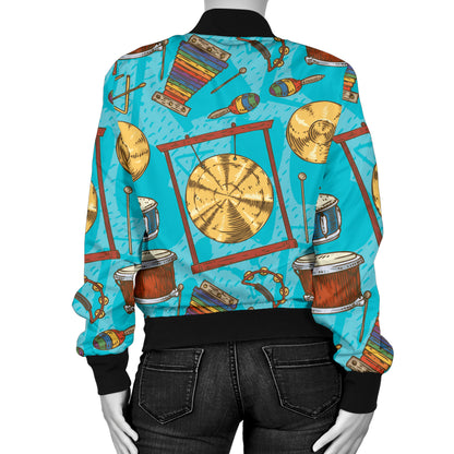 Percussion Pattern Print Design 03 Women's Bomber Jacket