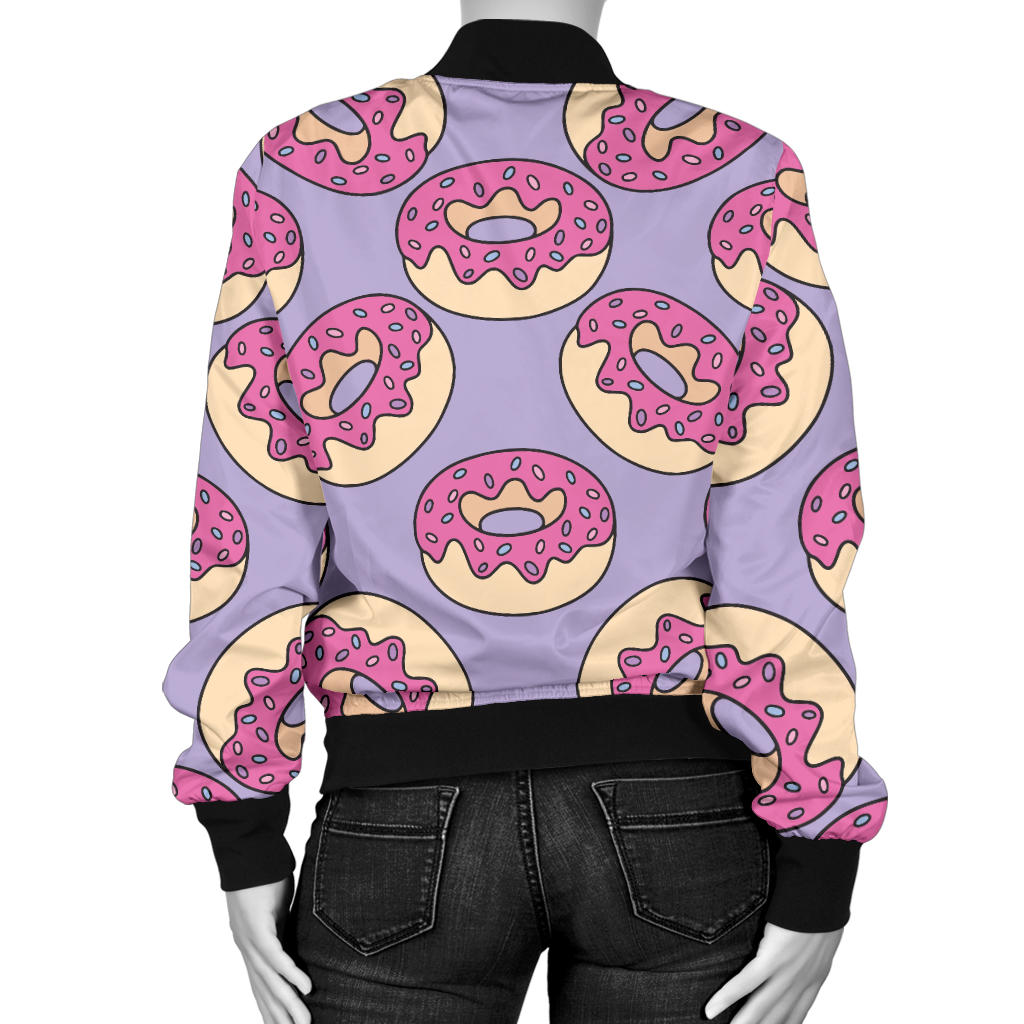 Donut Pattern Print Design DN015 Women Bomber Jacket