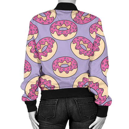 Donut Pattern Print Design DN015 Women Bomber Jacket