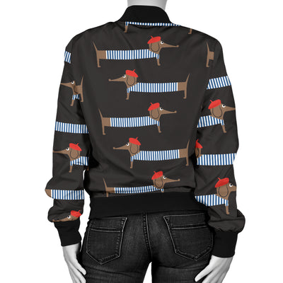 Dachshund Pattern Print Design 04 Women's Bomber Jacket