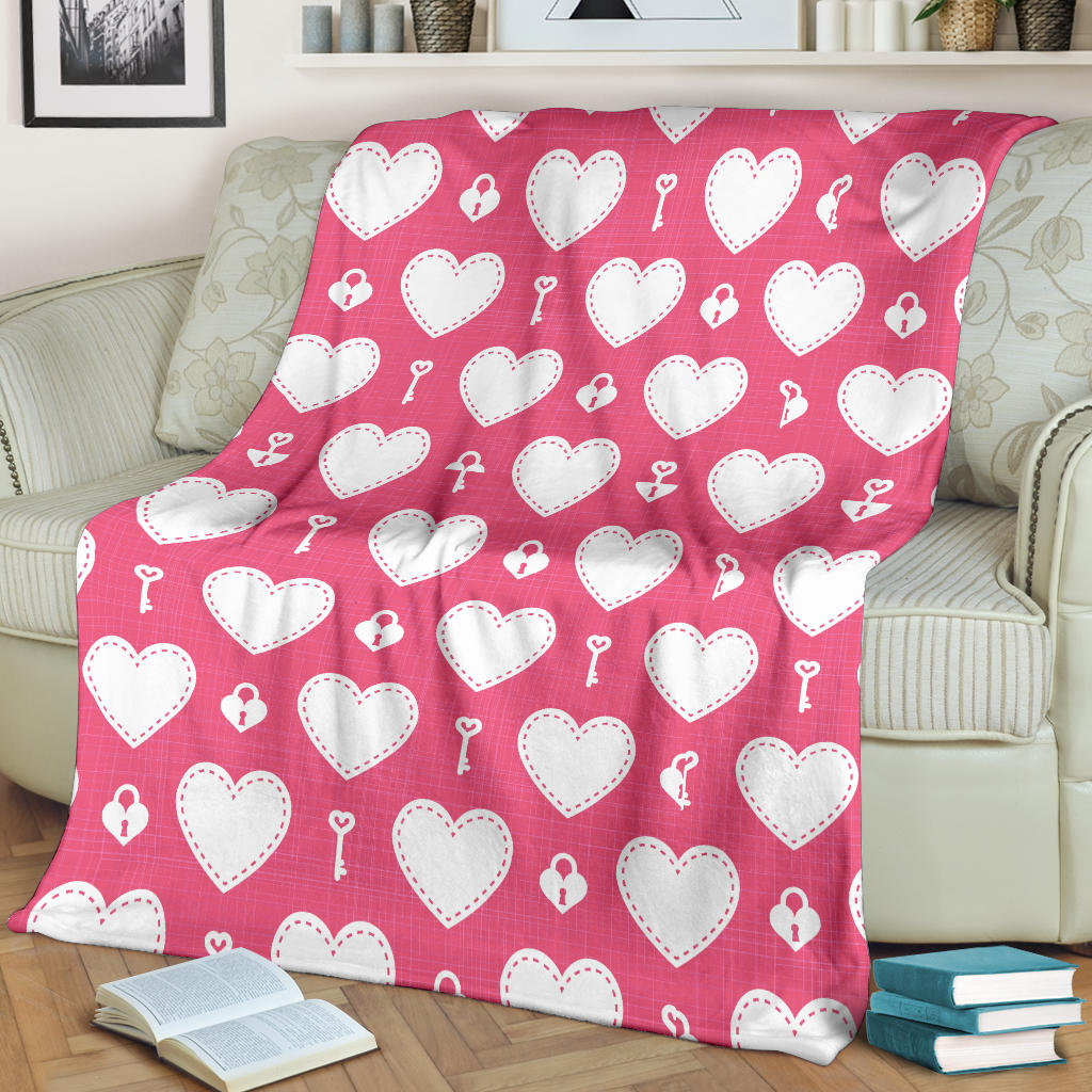 Heart Key Pattern Print Design HE09 Fleece Blanket