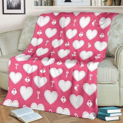 Heart Key Pattern Print Design HE09 Fleece Blanket