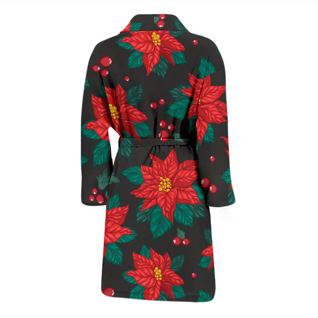 Poinsettia Pattern Print Design POT07 Men Bathrobe