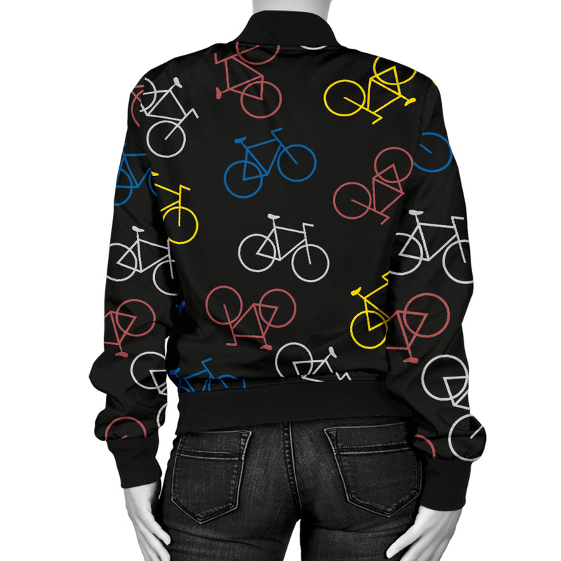 Bicycle Pattern Print Design 03 Women's Bomber Jacket