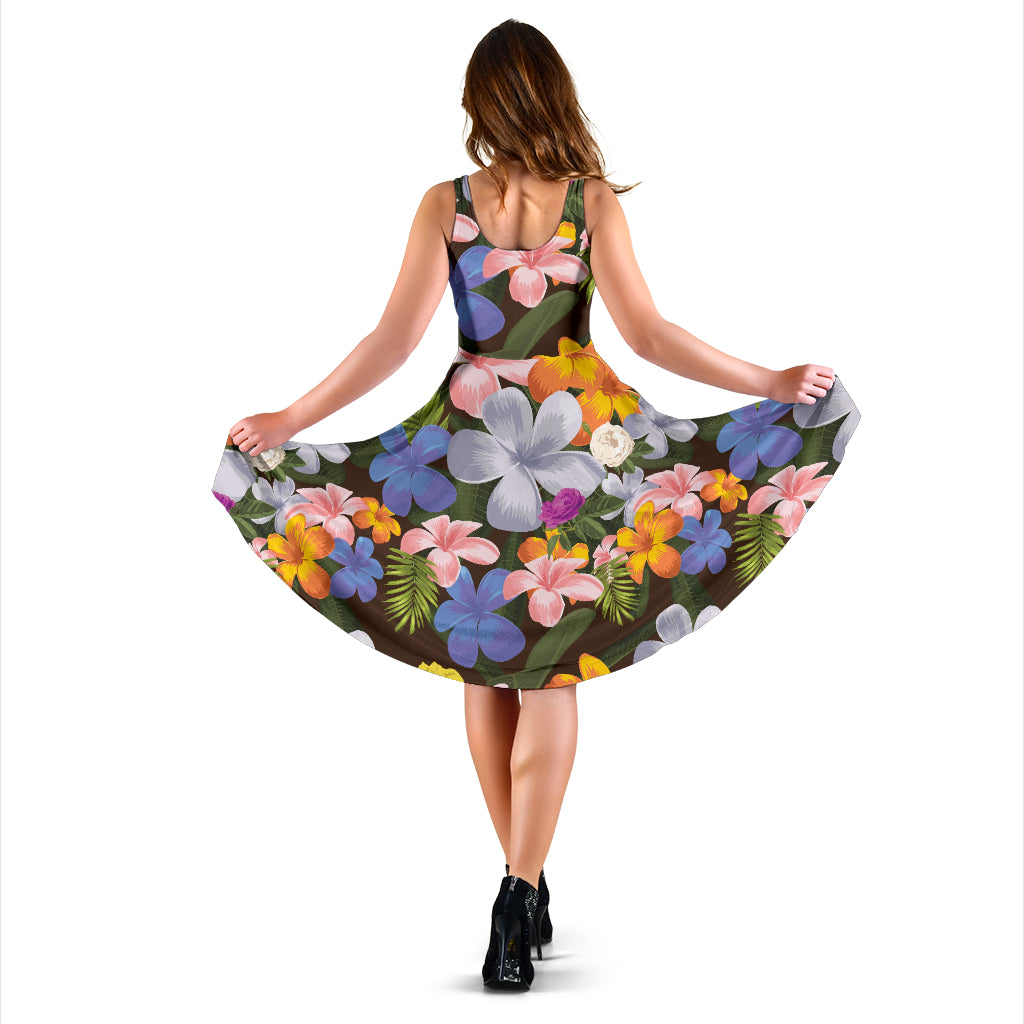 Plumeria Pattern Print Design PM03 Midi Dress
