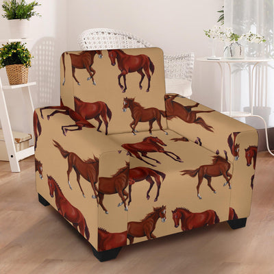 Brown Horse Print Pattern Armchair Slipcover