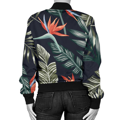 Bird Of Paradise Pattern Print Design BOP02 Women Bomber Jacket