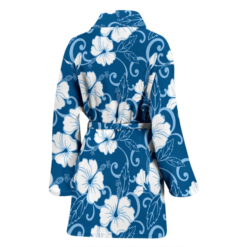 Hibiscus Pattern Print Design HB03 Women Bathrobe