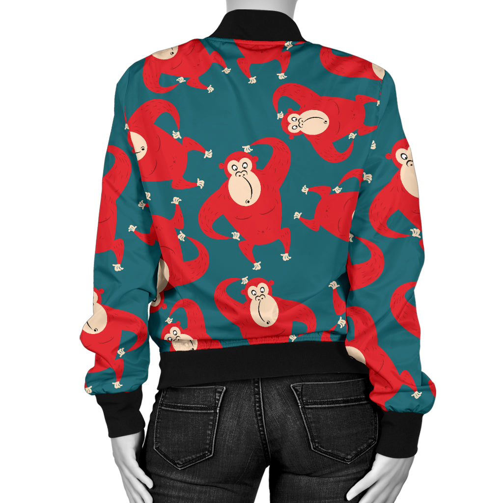 Chimpanzee Pattern Print Design 04 Women's Bomber Jacket
