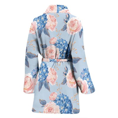 Hydrangea Pattern Print Design HD06 Women Bathrobe