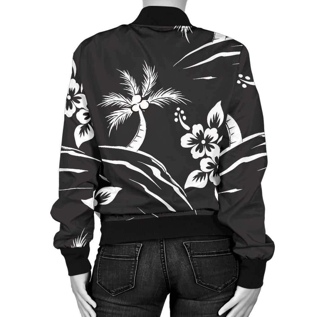 Palm Tree Pattern Print Design PT02 Women Bomber Jacket
