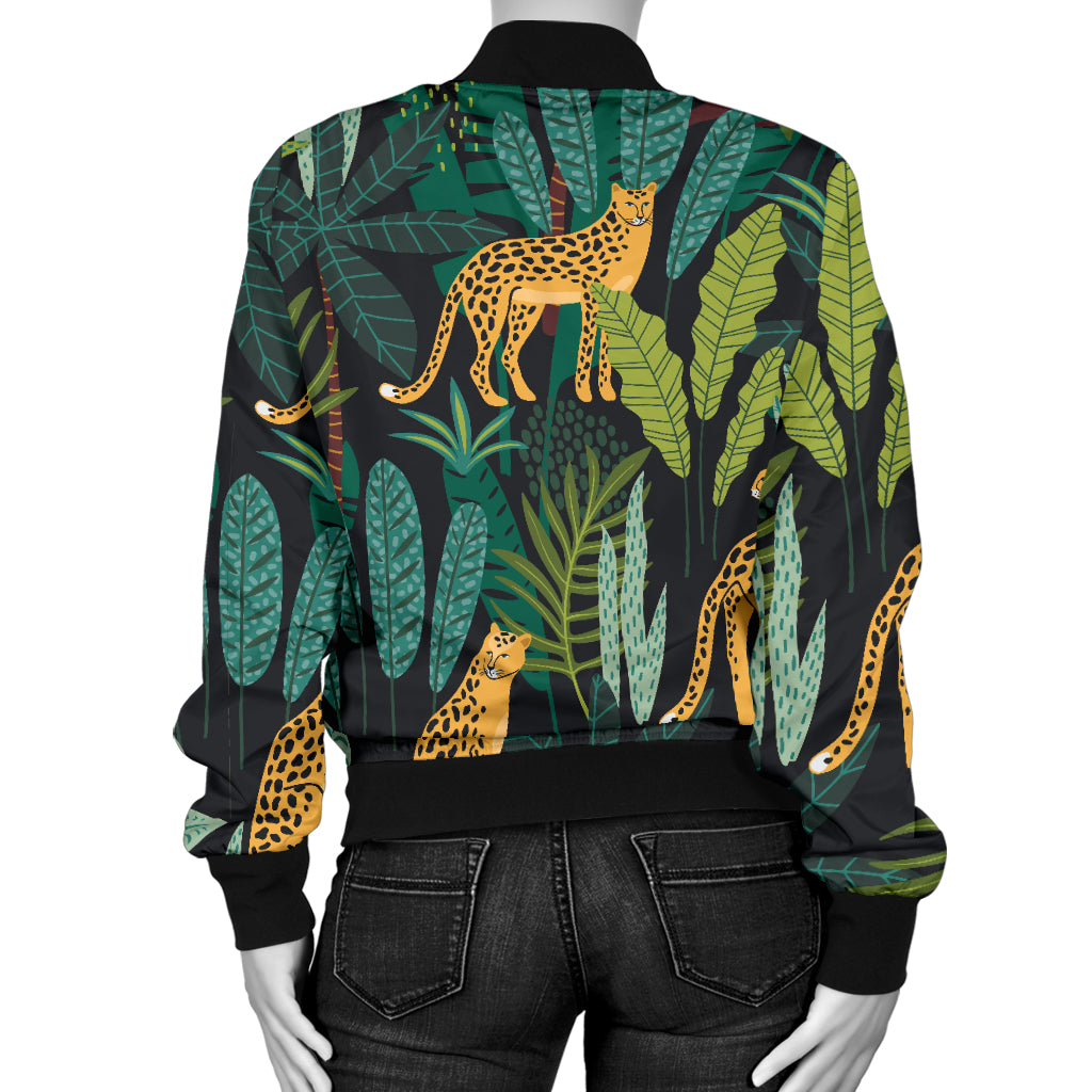 Jaguar Jungle Pattern Print Design 03 Women's Bomber Jacket