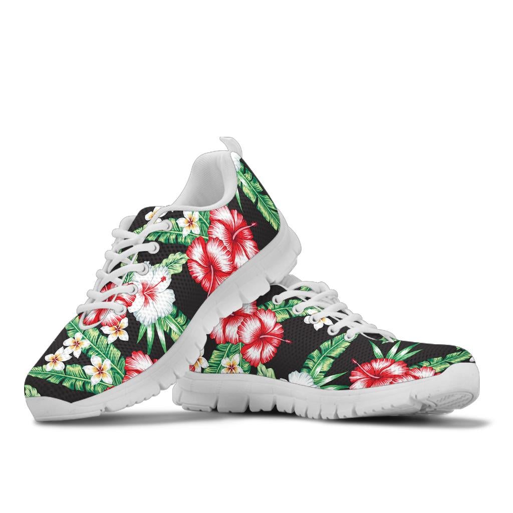 Hawaiian flower tropical leaves Sneakers White Bottom Shoes