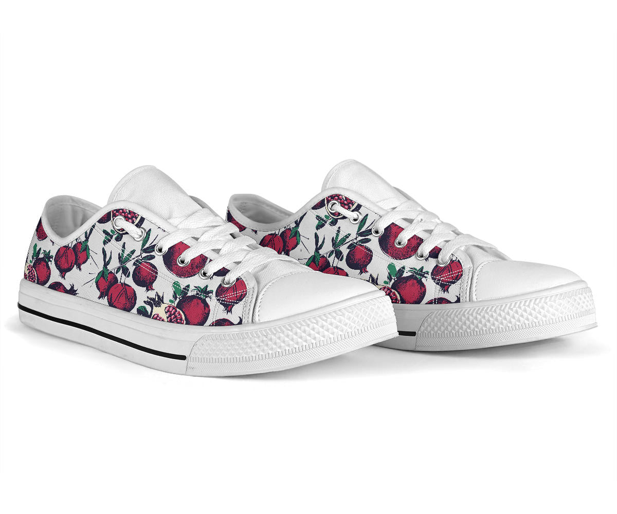 Pomegranate Pattern Print Design PG01 White Bottom Low Top Shoes