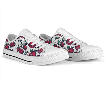 Pomegranate Pattern Print Design PG01 White Bottom Low Top Shoes