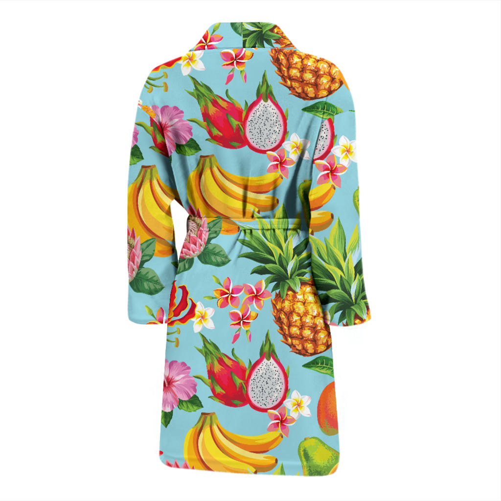 Tropical Fruits Pattern Print Design TF01 Men Bathrobe