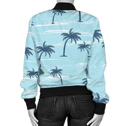 Palm Tree Pattern Print Design PT04 Women Bomber Jacket