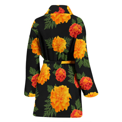 Marigold Pattern Print Design MR05 Women Bathrobe