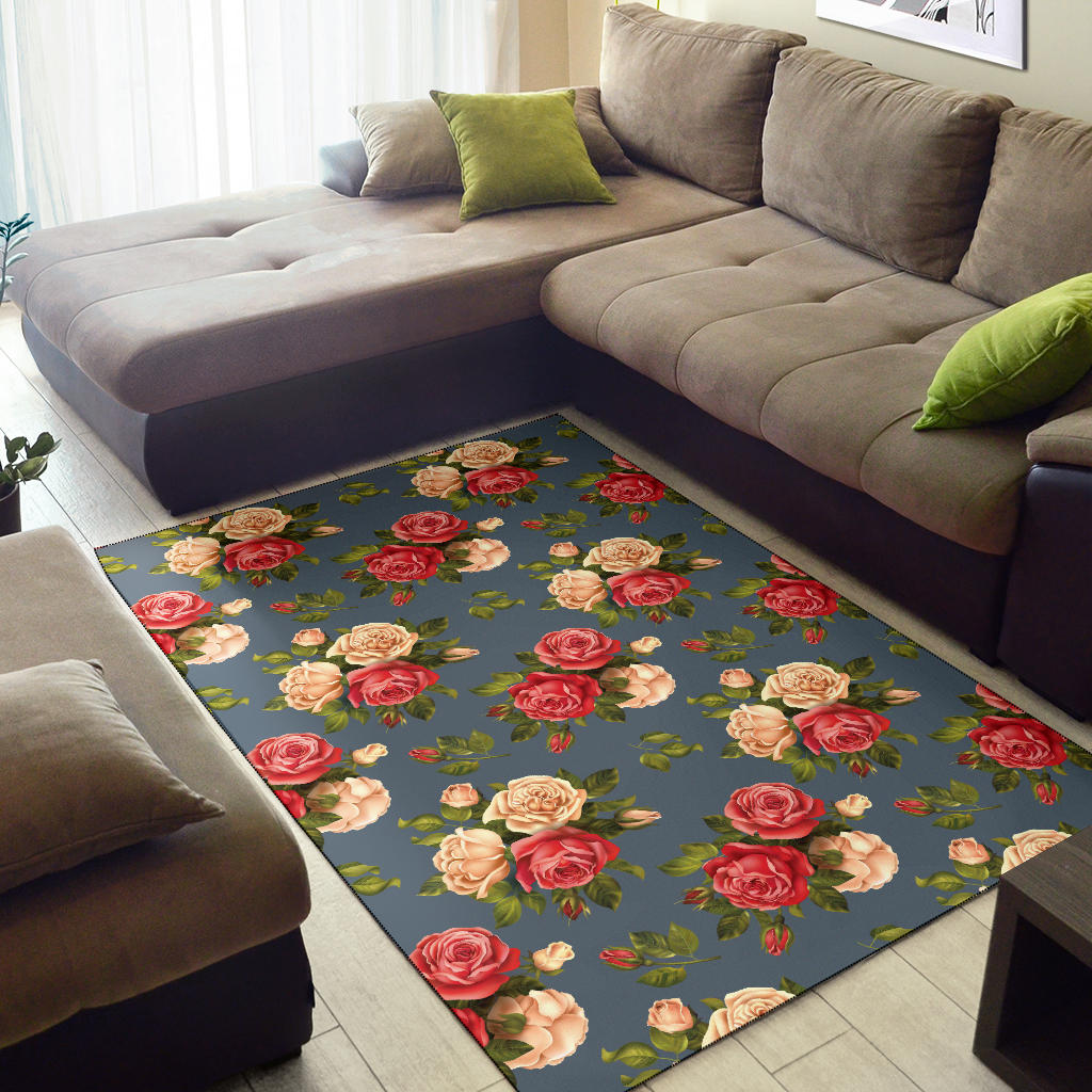 Rose Pattern Print Design RO017 Area Rugs
